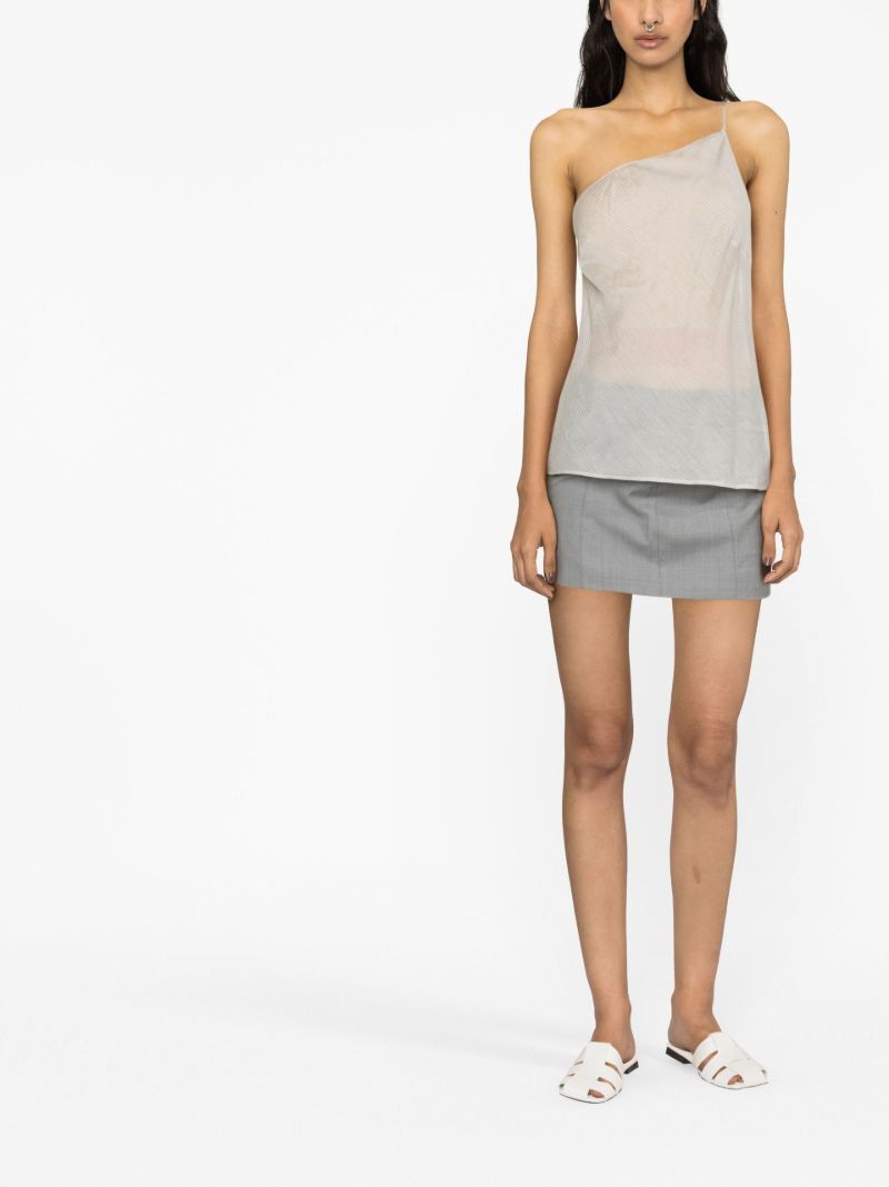 Grey One-shoulder Stripe Top