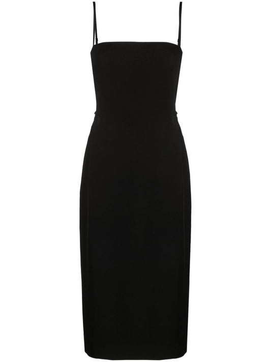 Black Urbain Square Neck Midi Dress