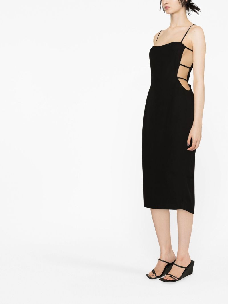 Black Urbain Square Neck Midi Dress