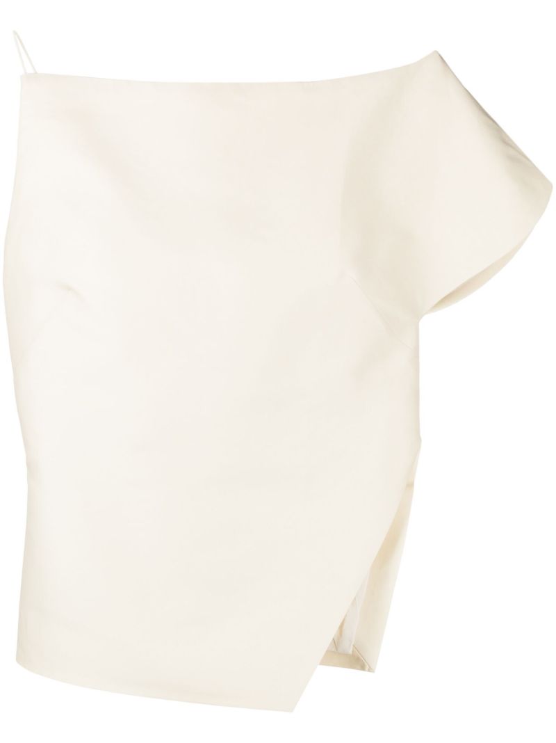 White Asymmetric Drop-shoulder Top