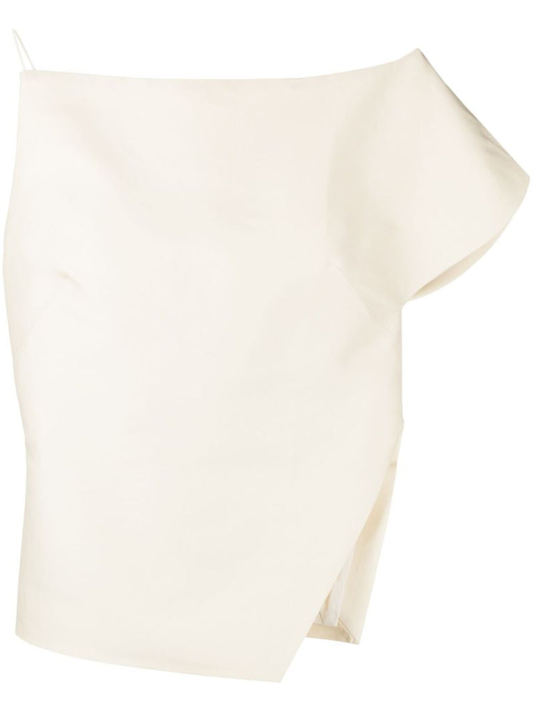 White Asymmetric Drop-shoulder Top