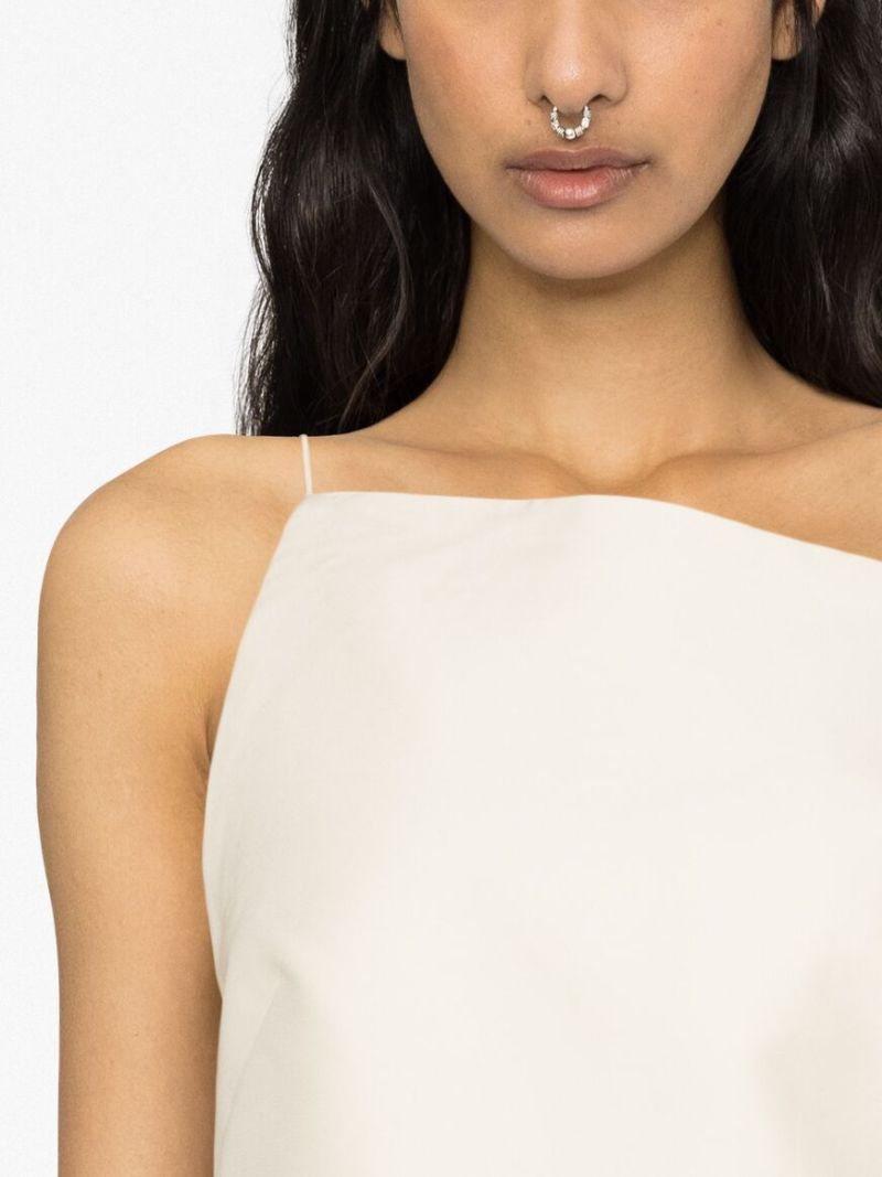 White Asymmetric Drop-shoulder Top