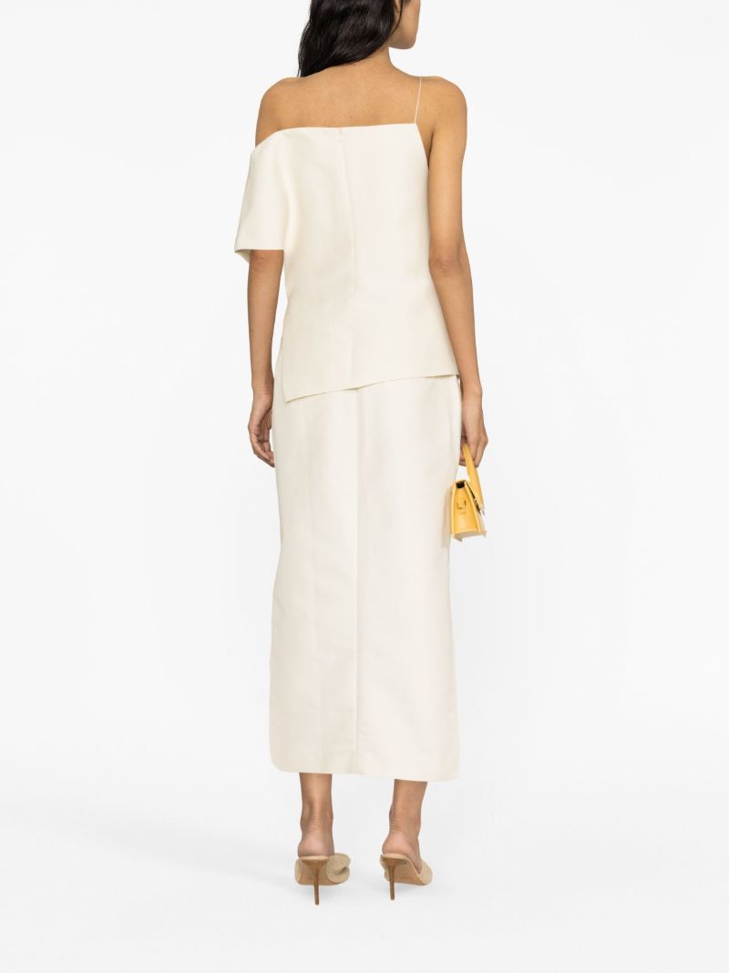 White Asymmetric Drop-shoulder Top
