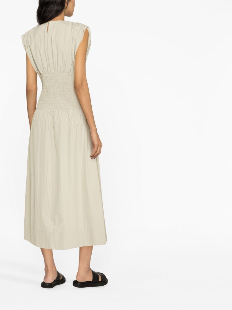 Neutral Shirred Maxi Dress