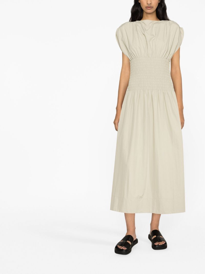 Neutral Shirred Maxi Dress