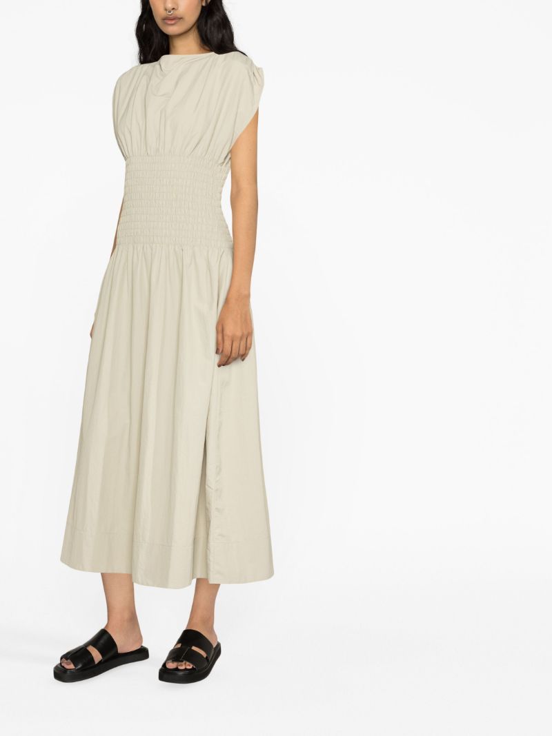 Neutral Shirred Maxi Dress