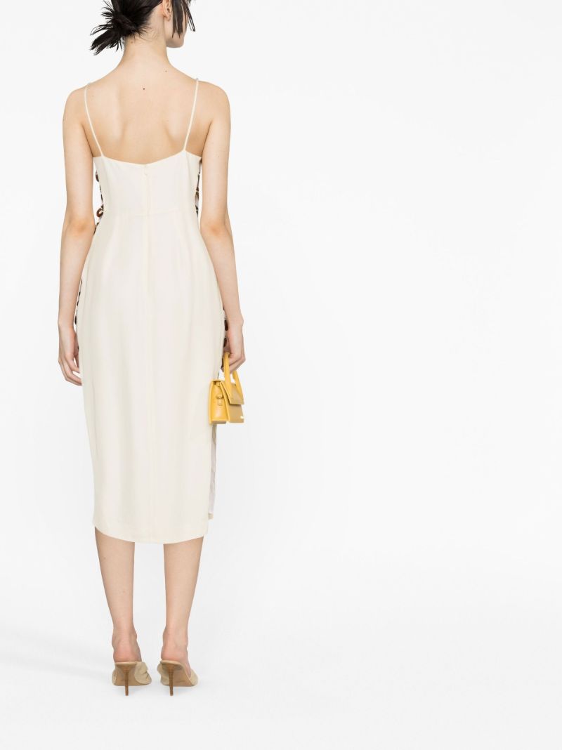 White Ring Detail Midi Dress