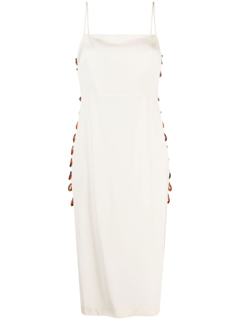 White Ring Detail Midi Dress