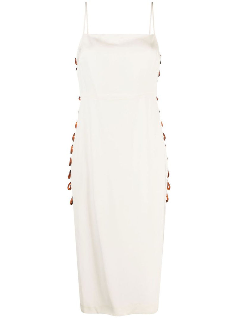 White Ring Detail Midi Dress