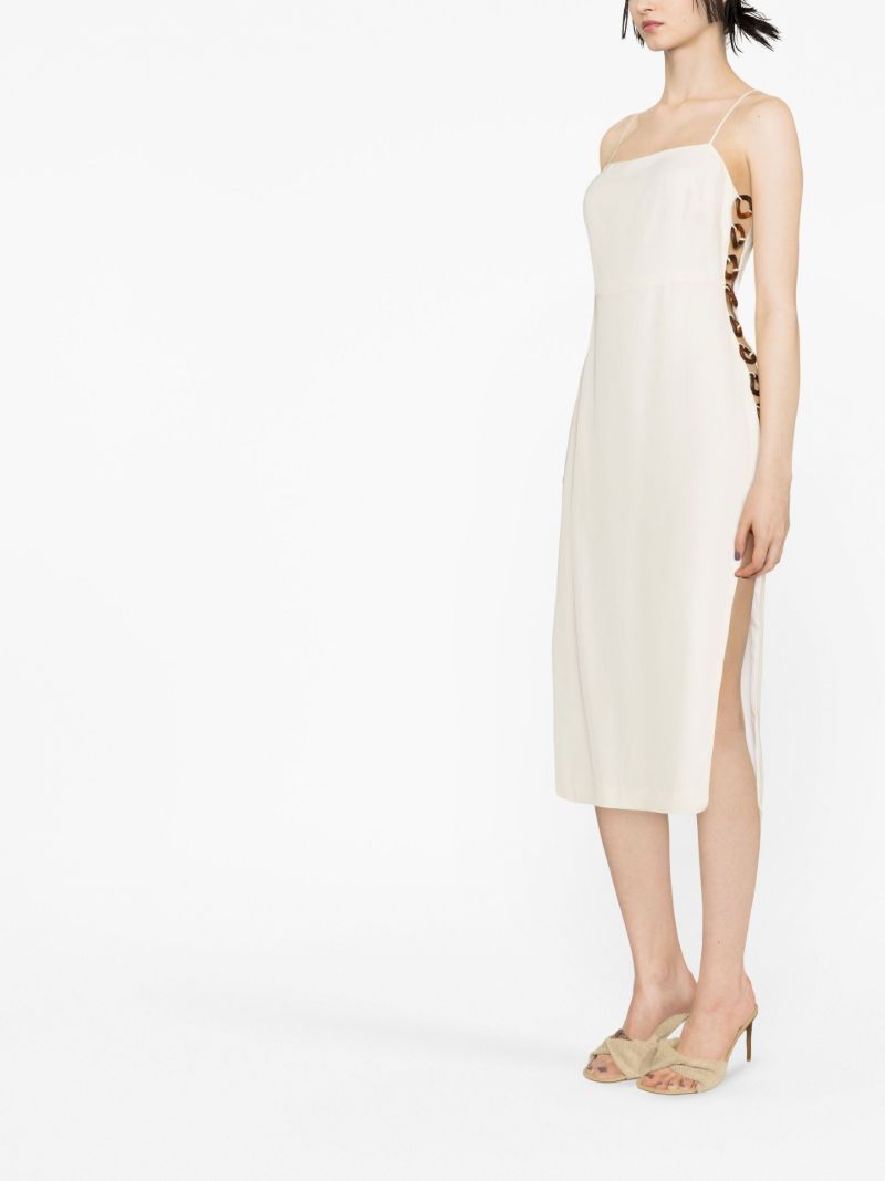 White Ring Detail Midi Dress