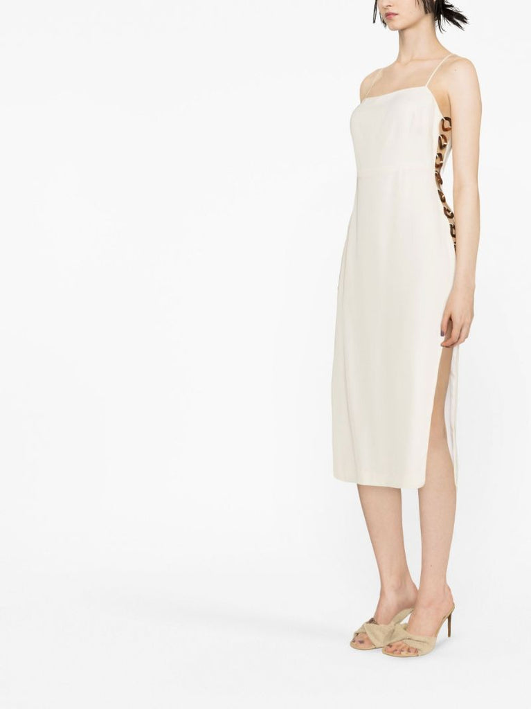 White Ring Detail Midi Dress