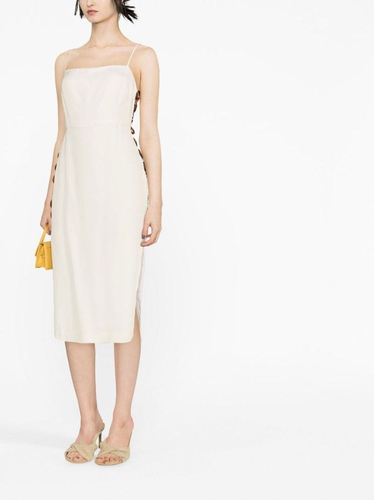 White Ring Detail Midi Dress