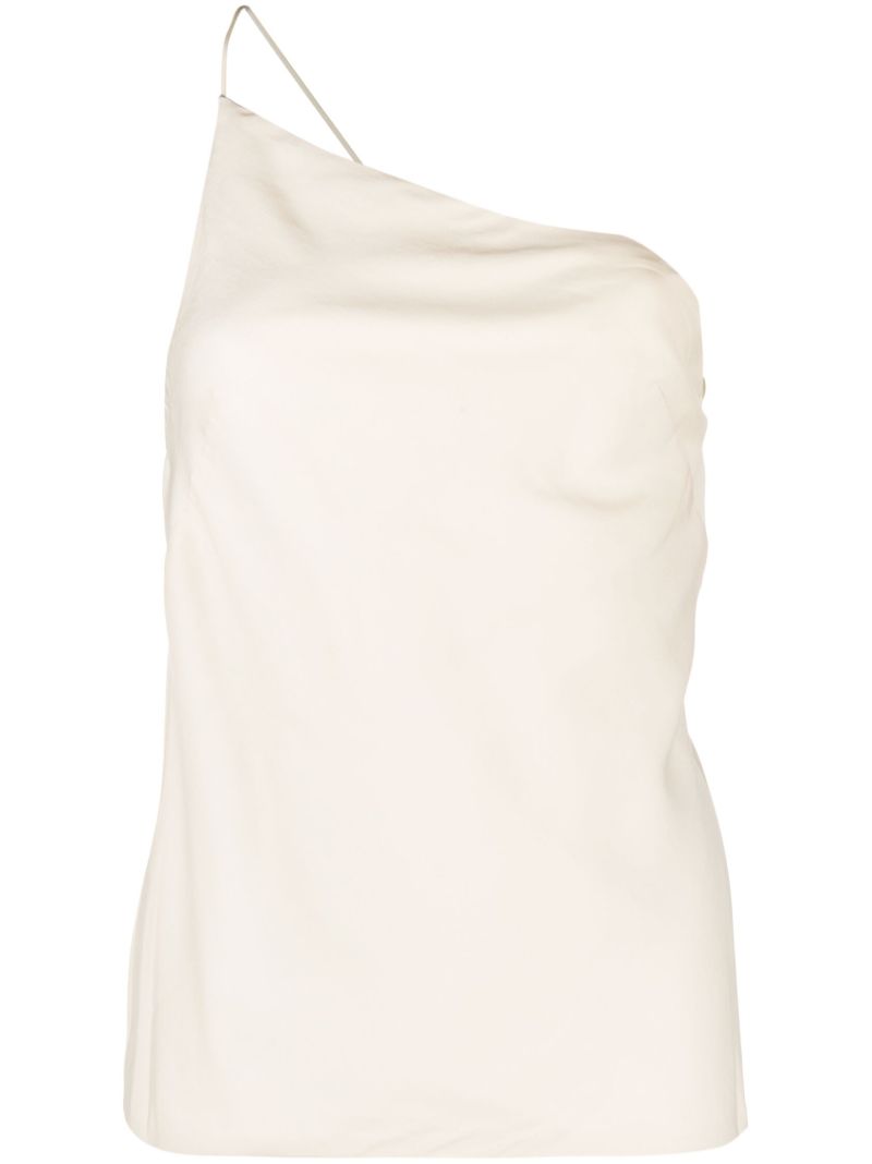 White Asymmetric Open-back Lyocell Top