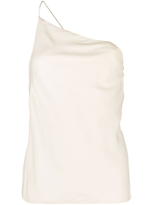 White Asymmetric Open-back Lyocell Top