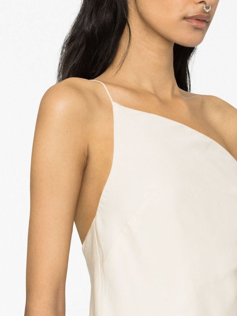 White Asymmetric Open-back Lyocell Top