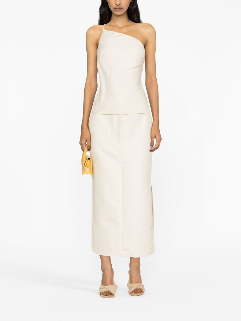 White Asymmetric Open-back Lyocell Top