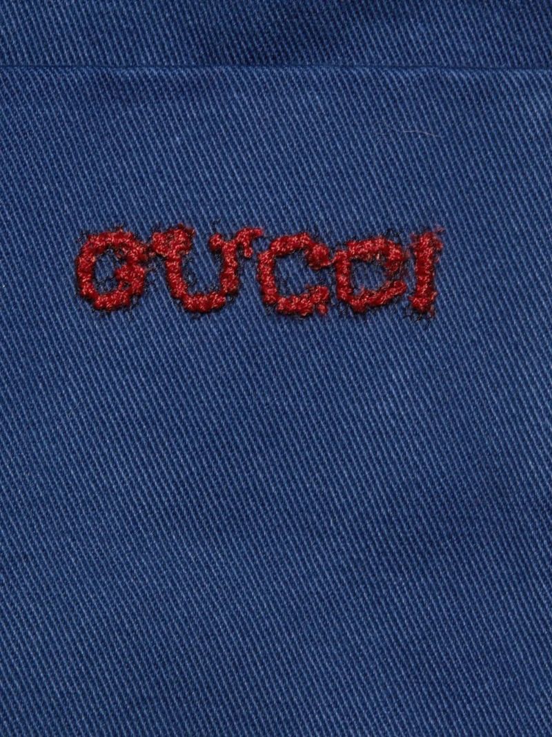 Blue Logo-embroidered Cotton Blazer