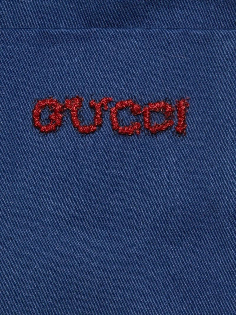 Blue Logo-embroidered Cotton Blazer