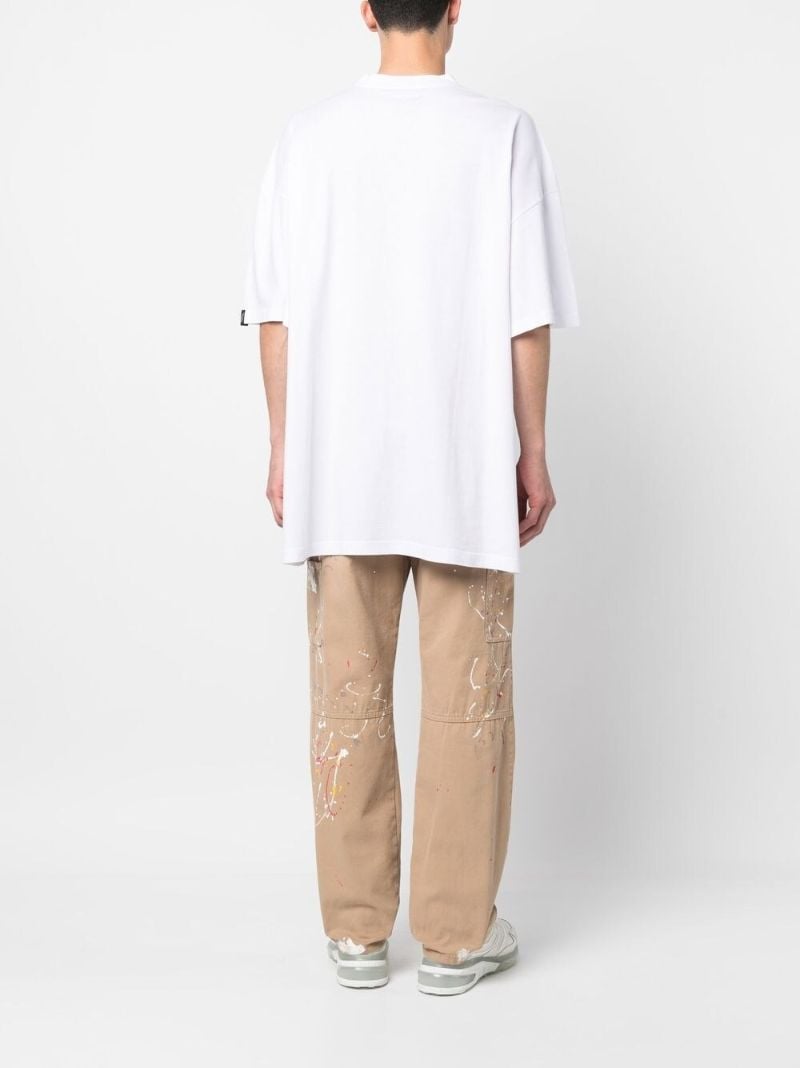 White Eager Beaver Graphic Print Cotton T-shirt