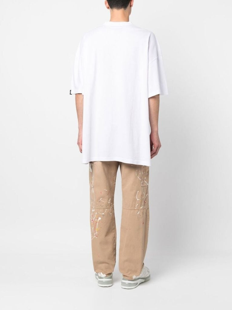 White Eager Beaver Graphic Print Cotton T-shirt