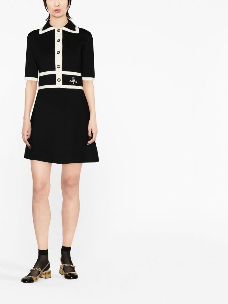 Black Logo Embroidered Polo Dress