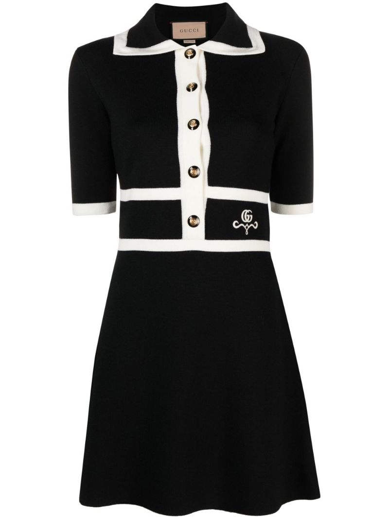 Black Logo Embroidered Polo Dress