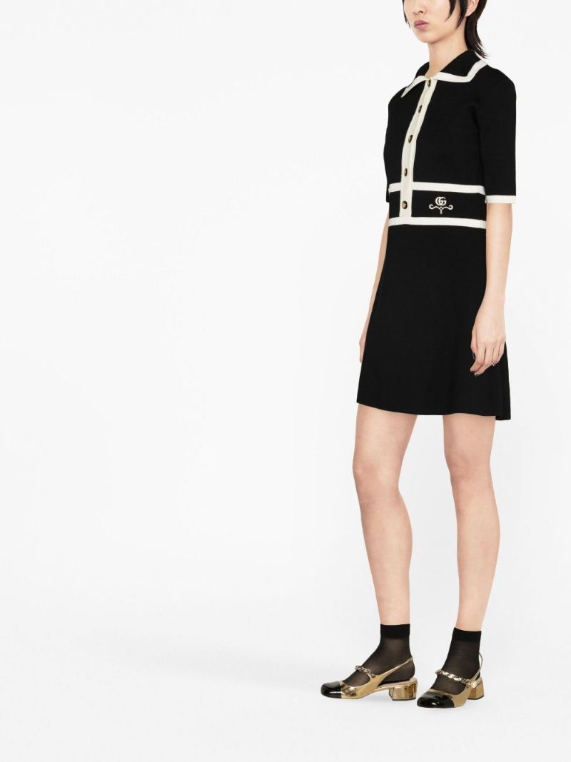 Black Logo Embroidered Polo Dress