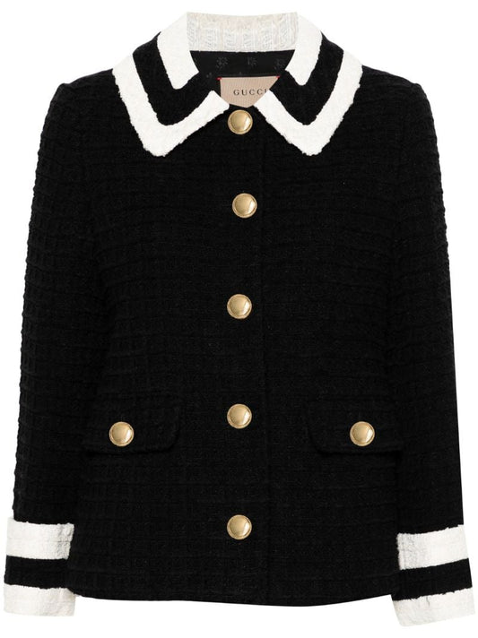 Black Button Fastening Jacket