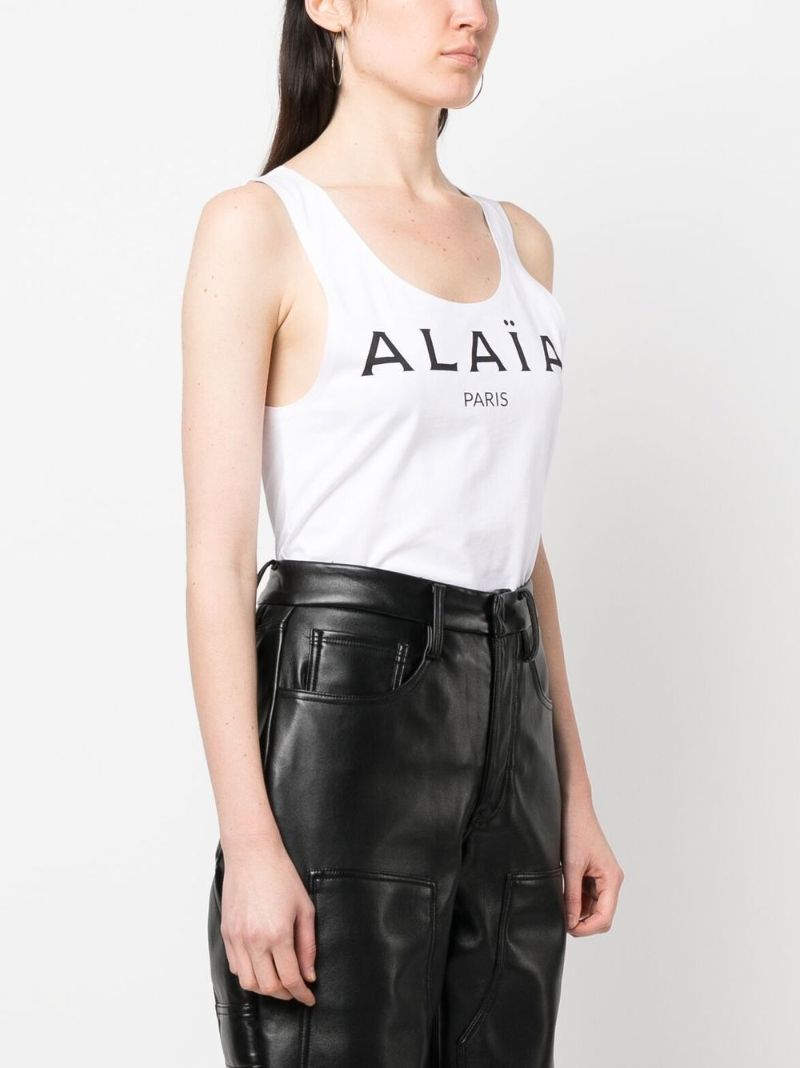White Logo Print Cotton Bodysuit