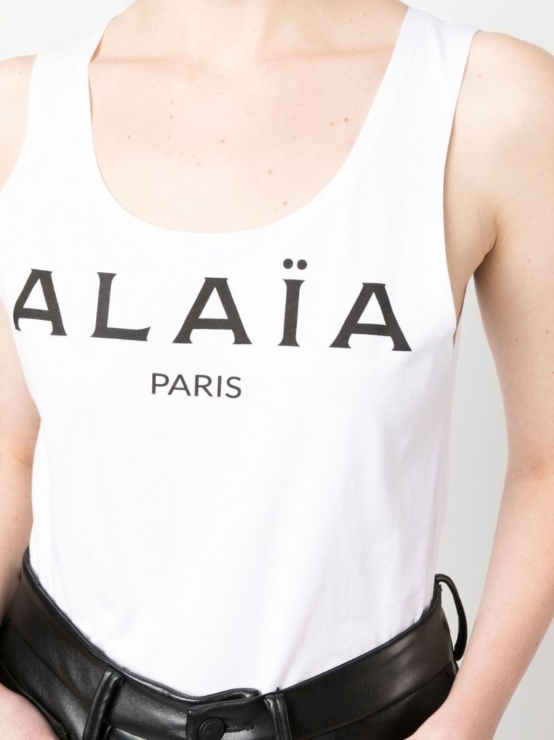 White Logo Print Cotton Bodysuit