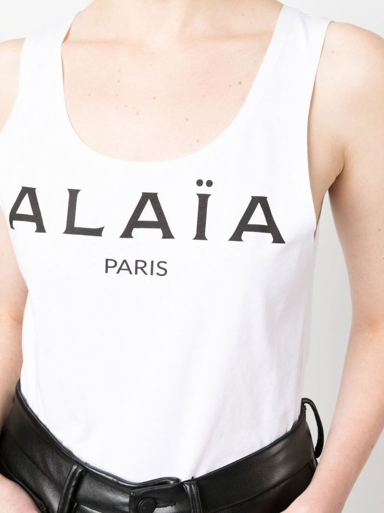 White Logo Print Cotton Bodysuit