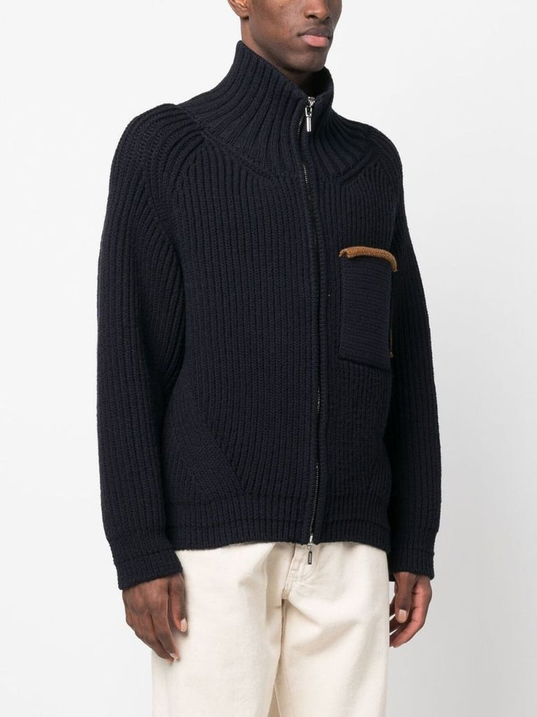 Blue Arco Zipped Cardigan