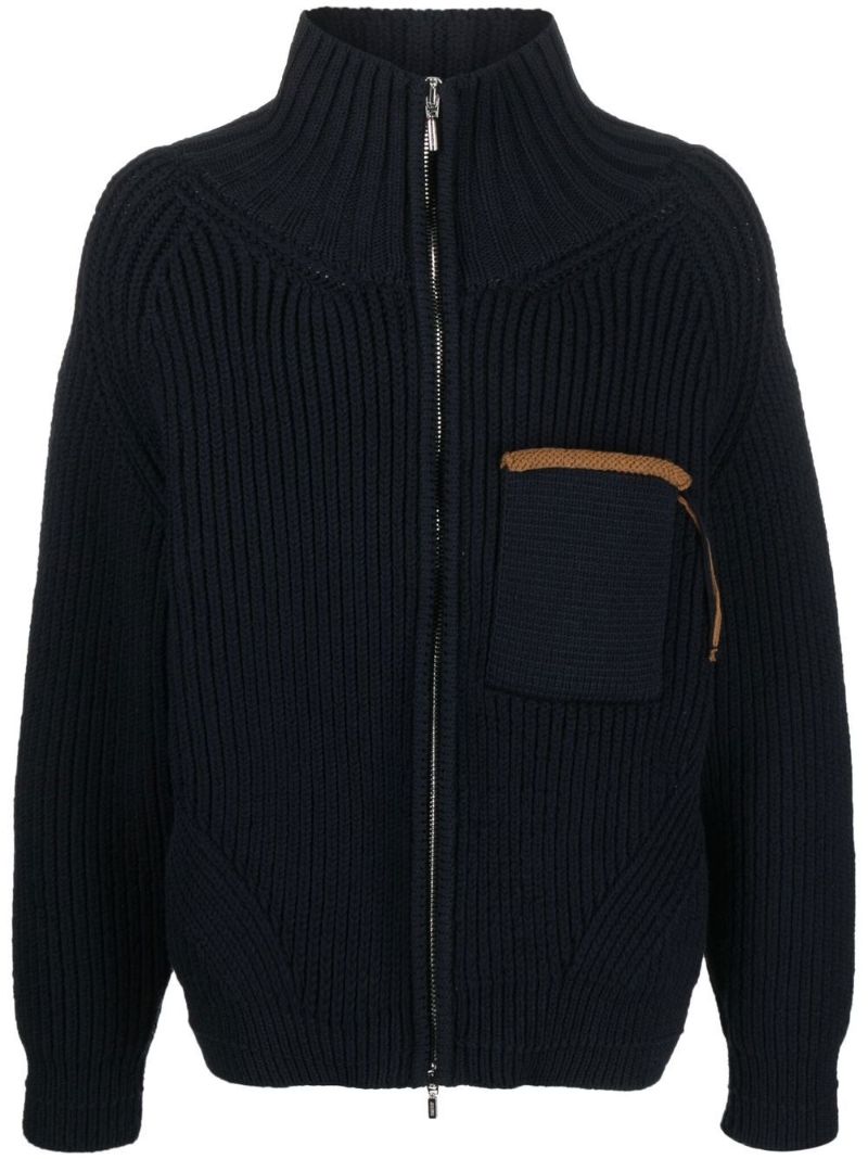 Blue Arco Zipped Cardigan