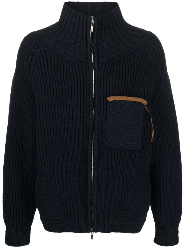 Blue Arco Zipped Cardigan