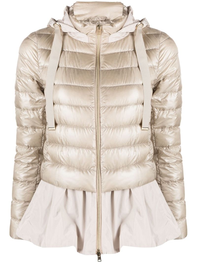Neutral Flared Quilted Jacket