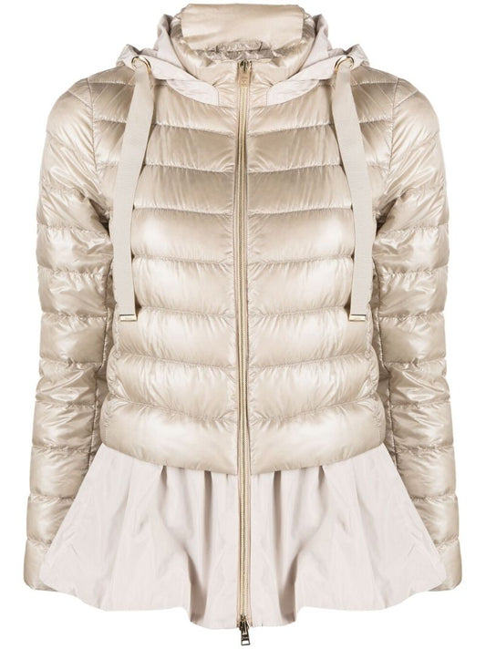 Neutral Flared Quilted Jacket