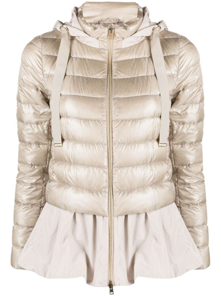 Neutral Flared Quilted Jacket