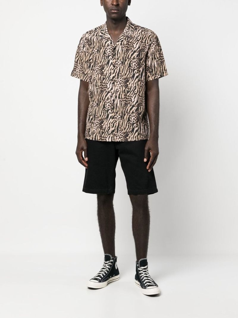 Brown Animal Print Short Sleeve Shirt