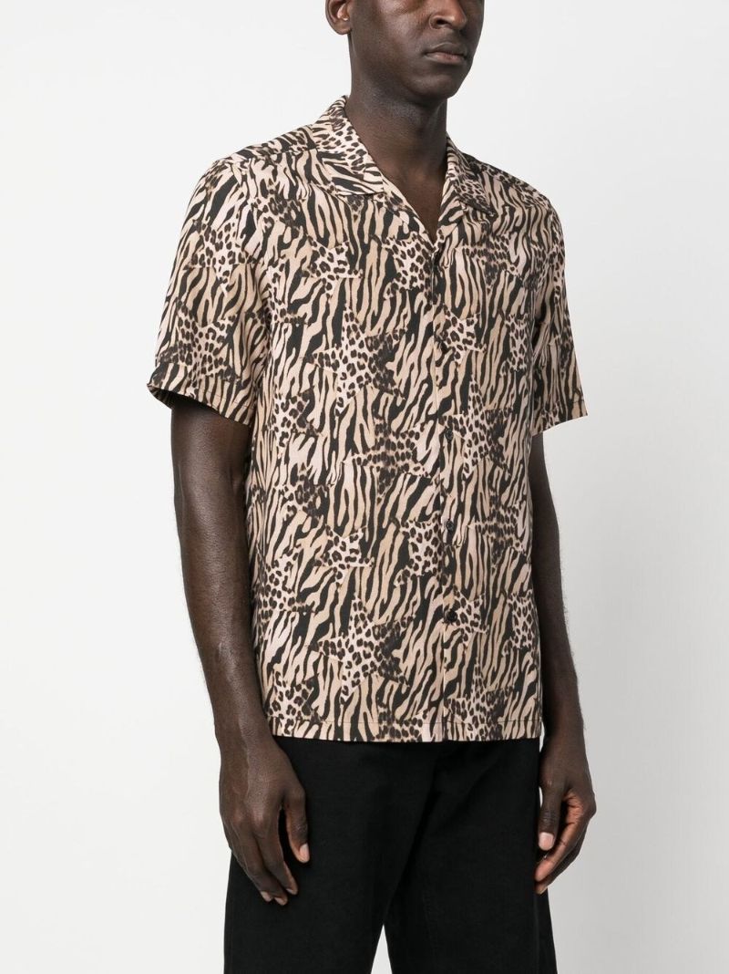 Brown Animal Print Short Sleeve Shirt