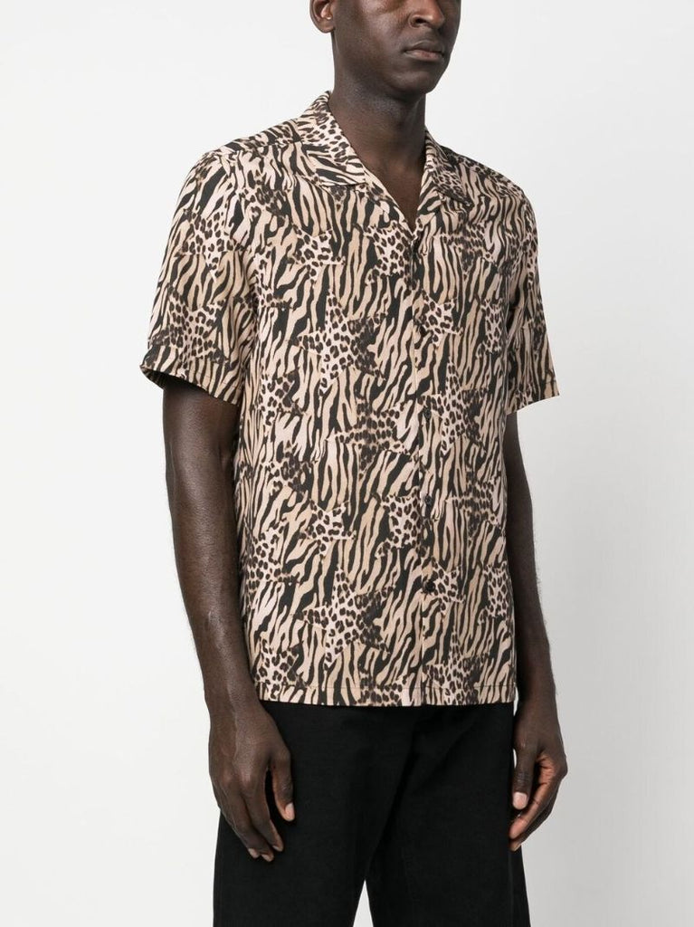 Brown Animal Print Short Sleeve Shirt