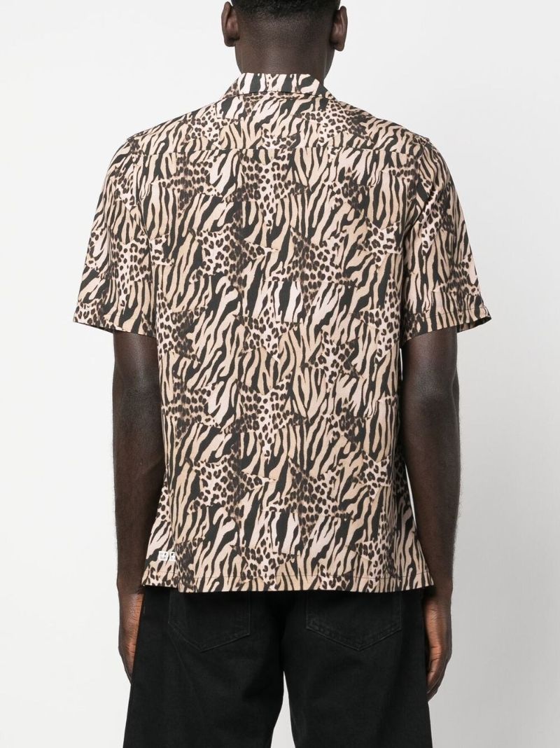 Brown Animal Print Short Sleeve Shirt