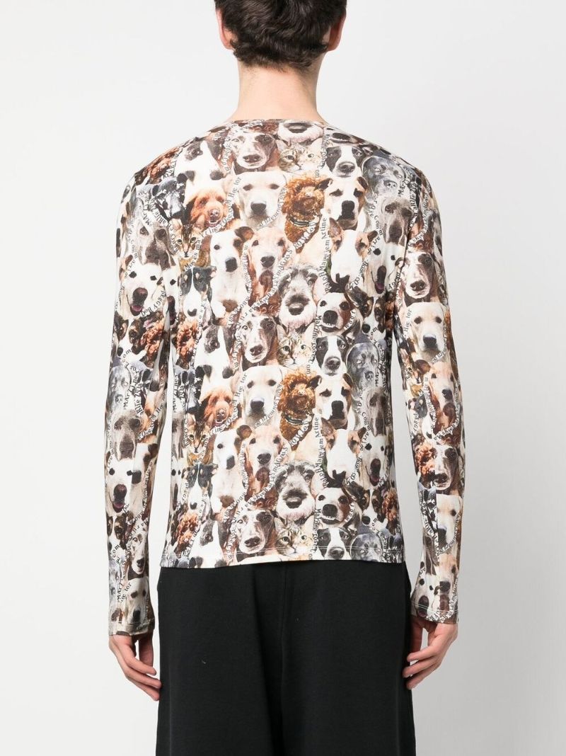 Neutral Animal Print Long-sleeve Top