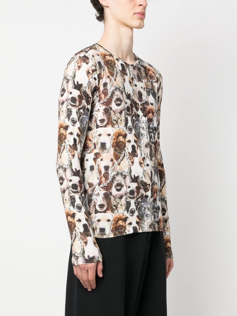 Neutral Animal Print Long-sleeve Top