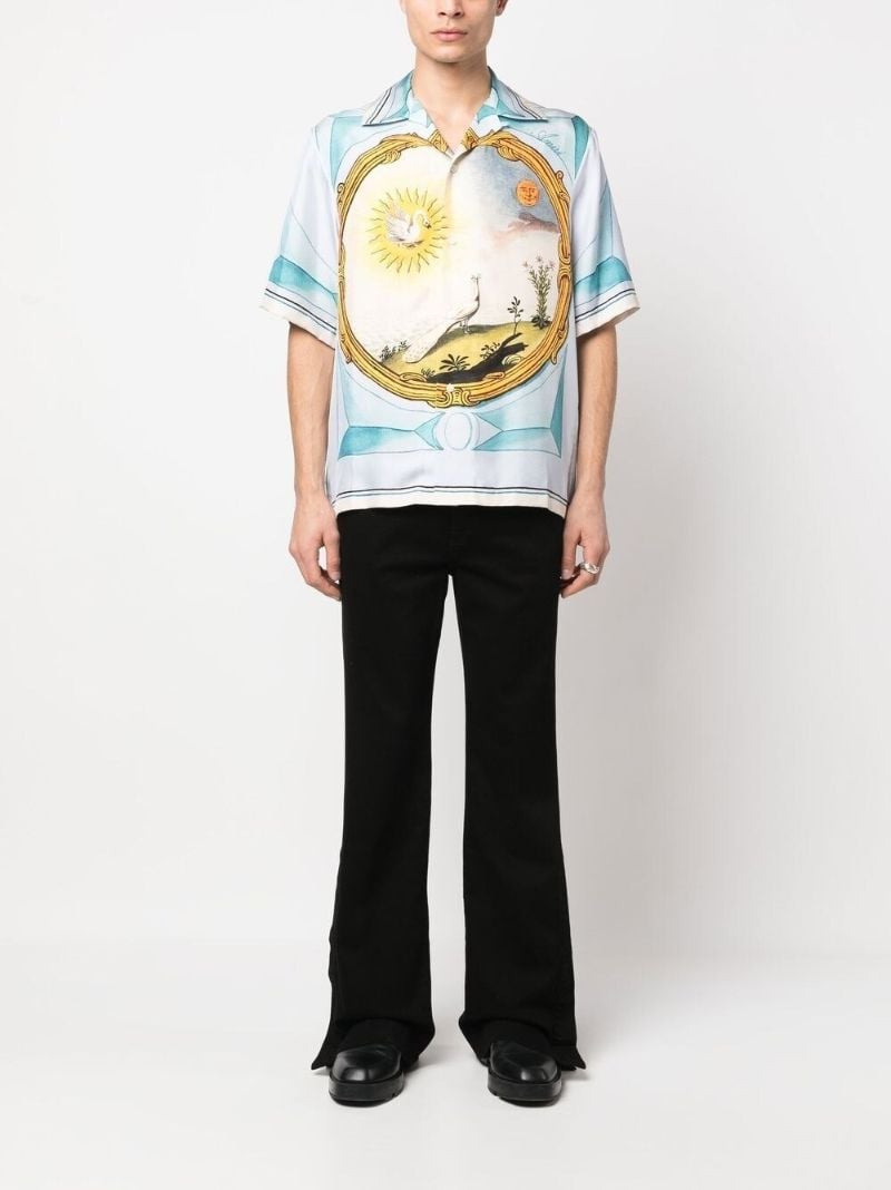 Blue Landscape Frame Silk Shirt