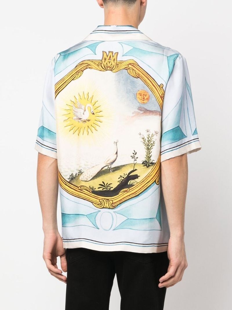 Blue Landscape Frame Silk Shirt