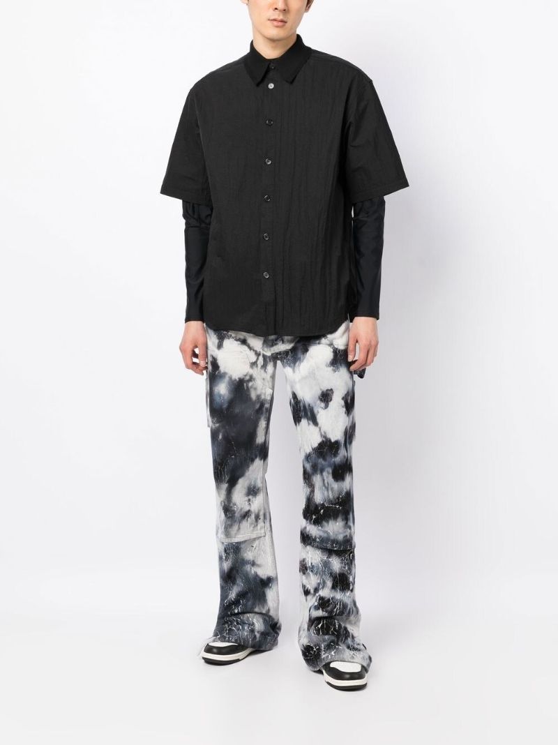 Black Tie-dye Straight-leg Jeans