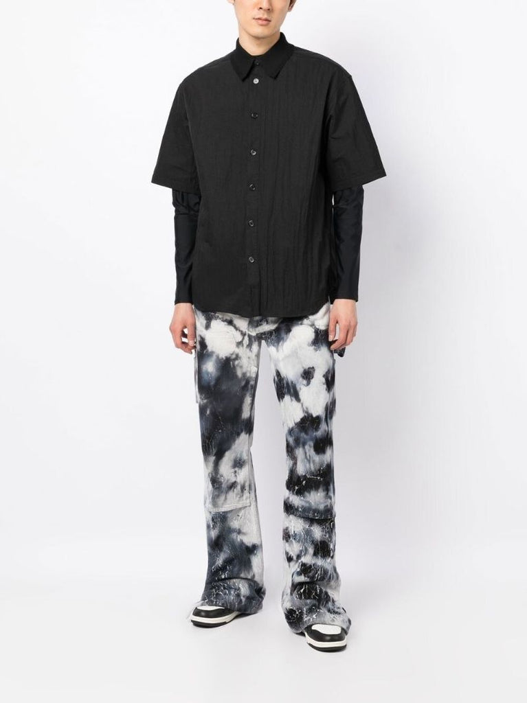 Black Tie-dye Straight-leg Jeans