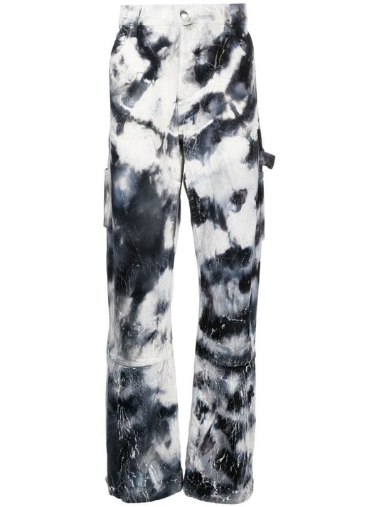 Black Tie-dye Straight-leg Jeans