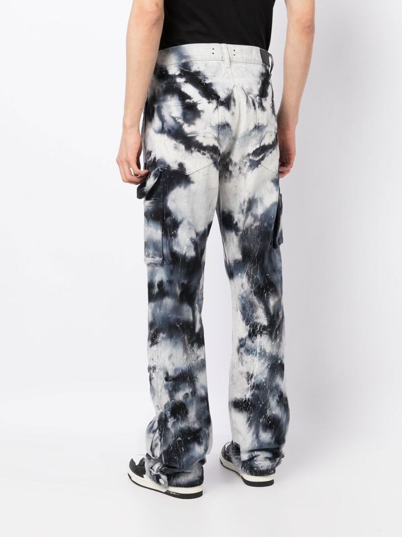 Black Tie-dye Straight-leg Jeans