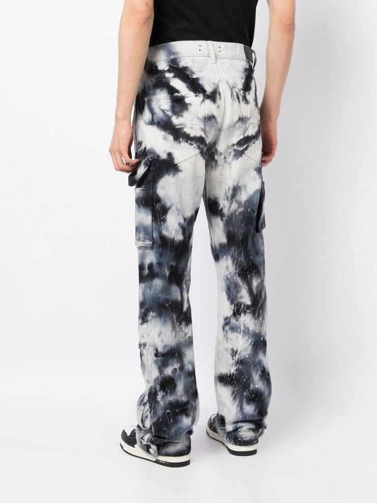 Black Tie-dye Straight-leg Jeans